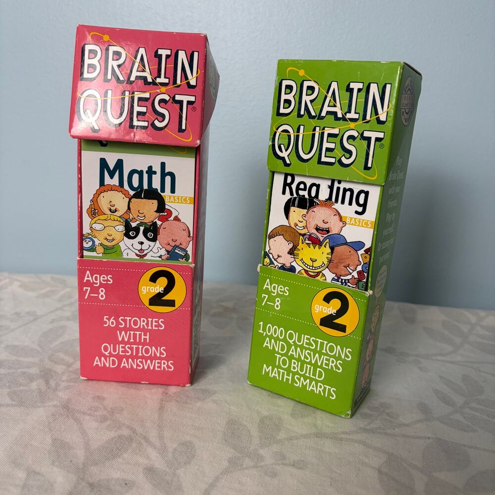 Brain Quest Grade 2 Reading & Math Flash Cards Homeschool Learning Set